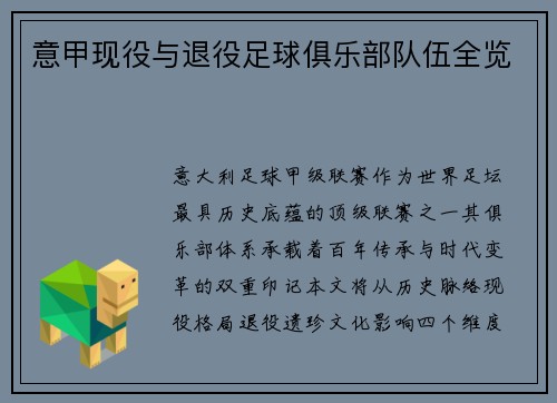 意甲现役与退役足球俱乐部队伍全览