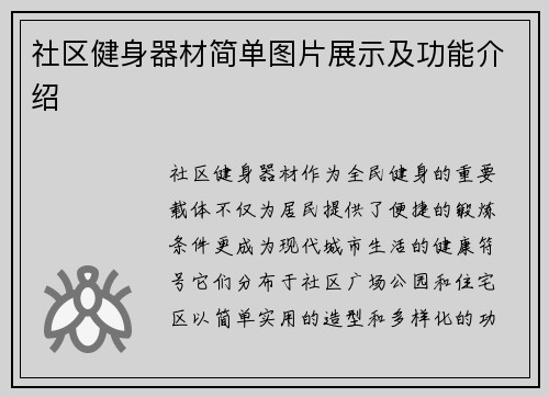 社区健身器材简单图片展示及功能介绍